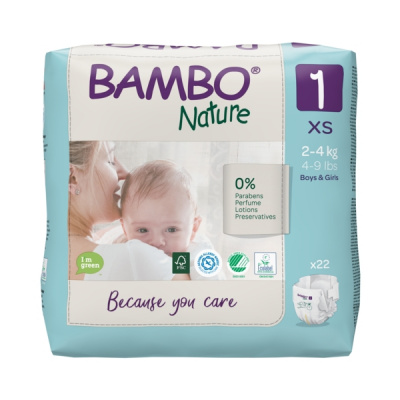 Эко-подгузники Bambo Nature 1 (2-4 кг), 22 шт купить оптом в Рязани